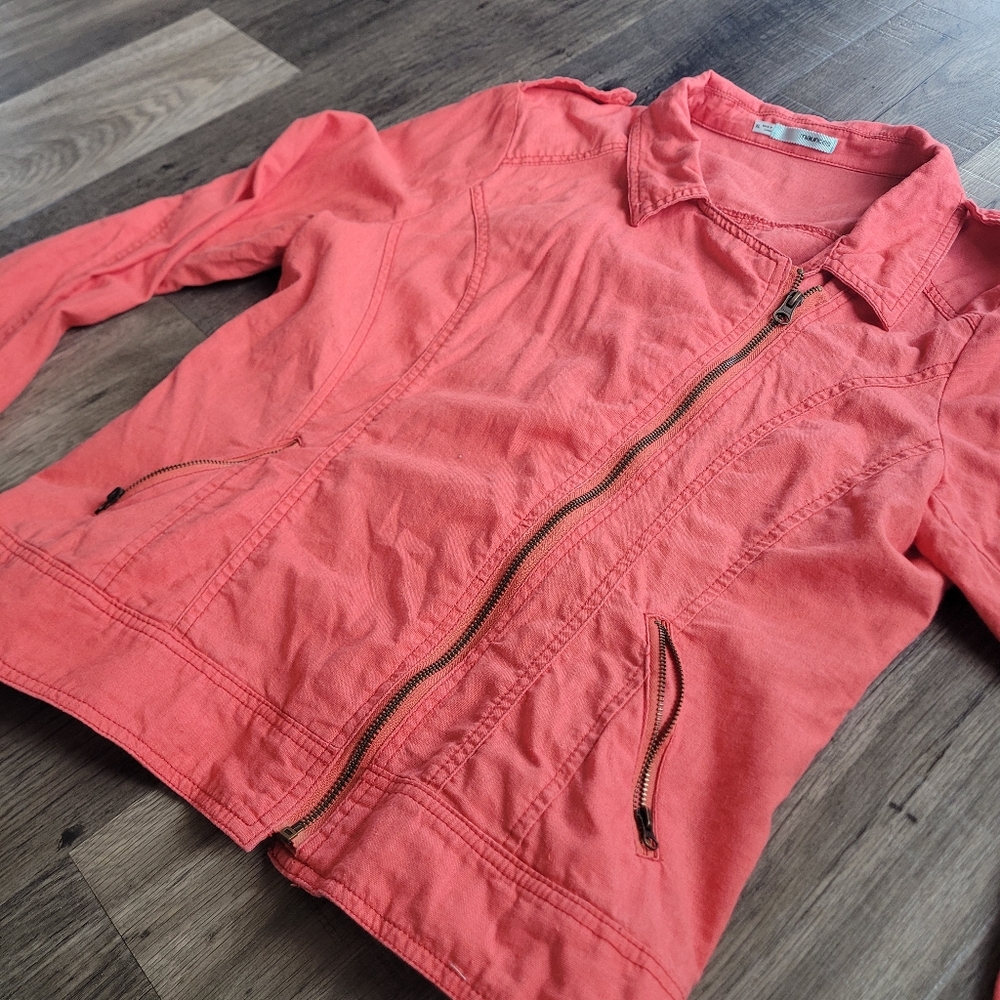 Maurices linen coral lightweight Zipper jacket Size XL